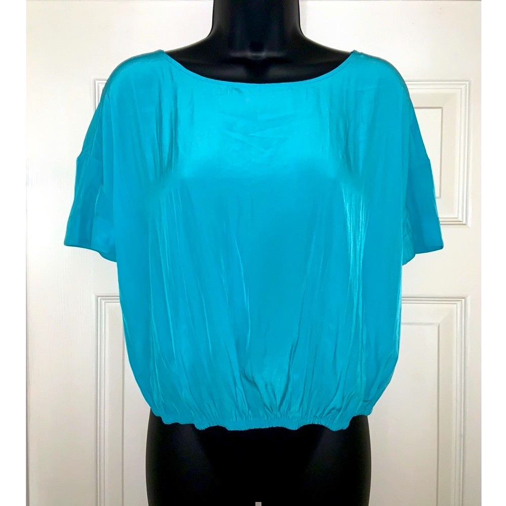 Ramy Brook Monroe Twist Back Blouse In Tile Blue –– NWT